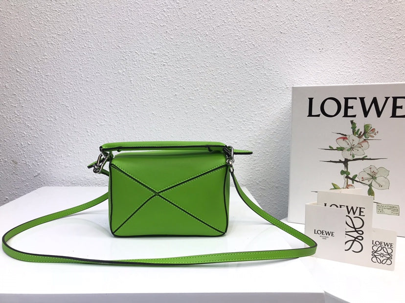 Loewe Mini 18 Puzzle Bag in Emerald Green Calfskin