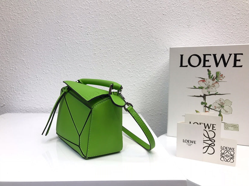 Loewe Mini 18 Puzzle Bag in Emerald Green Calfskin