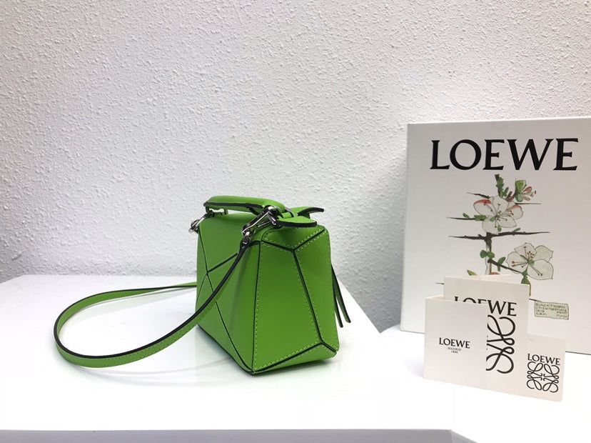 Loewe Mini 18 Puzzle Bag in Emerald Green Calfskin