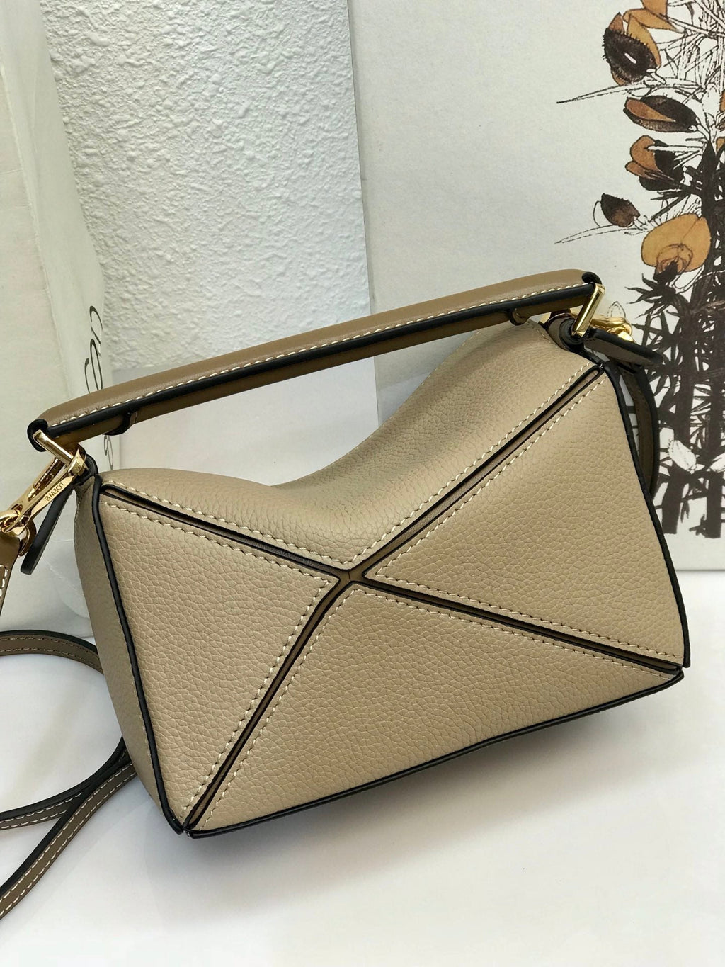 Loewe Mini 18 Puzzle Bag in Dark Khaki Green Calfskin
