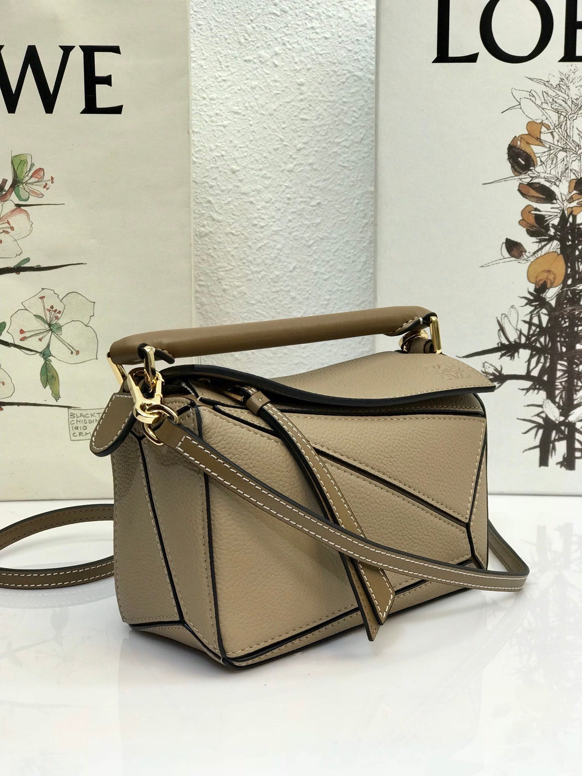 Loewe Mini 18 Puzzle Bag in Dark Khaki Green Calfskin