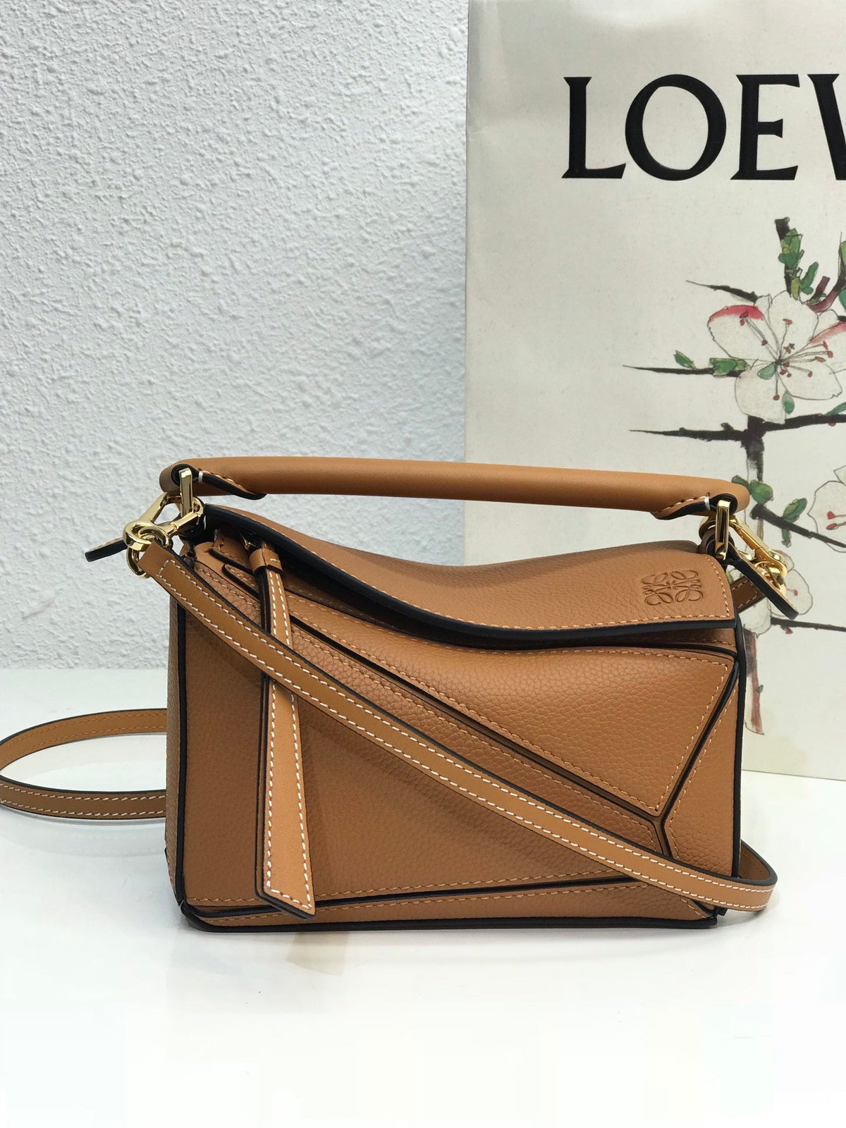 Loewe Mini 18 Puzzle Bag in Warm Desert Calfskin