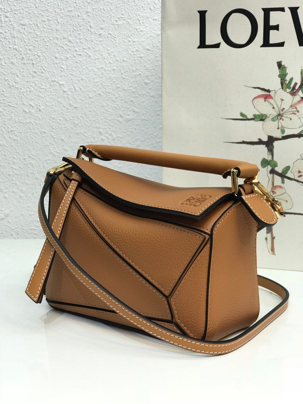 Loewe Mini 18 Puzzle Bag in Warm Desert Calfskin