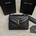 Saint Laurent Loulou Small 25 in Black Lambskin Gold Hardware Bag
