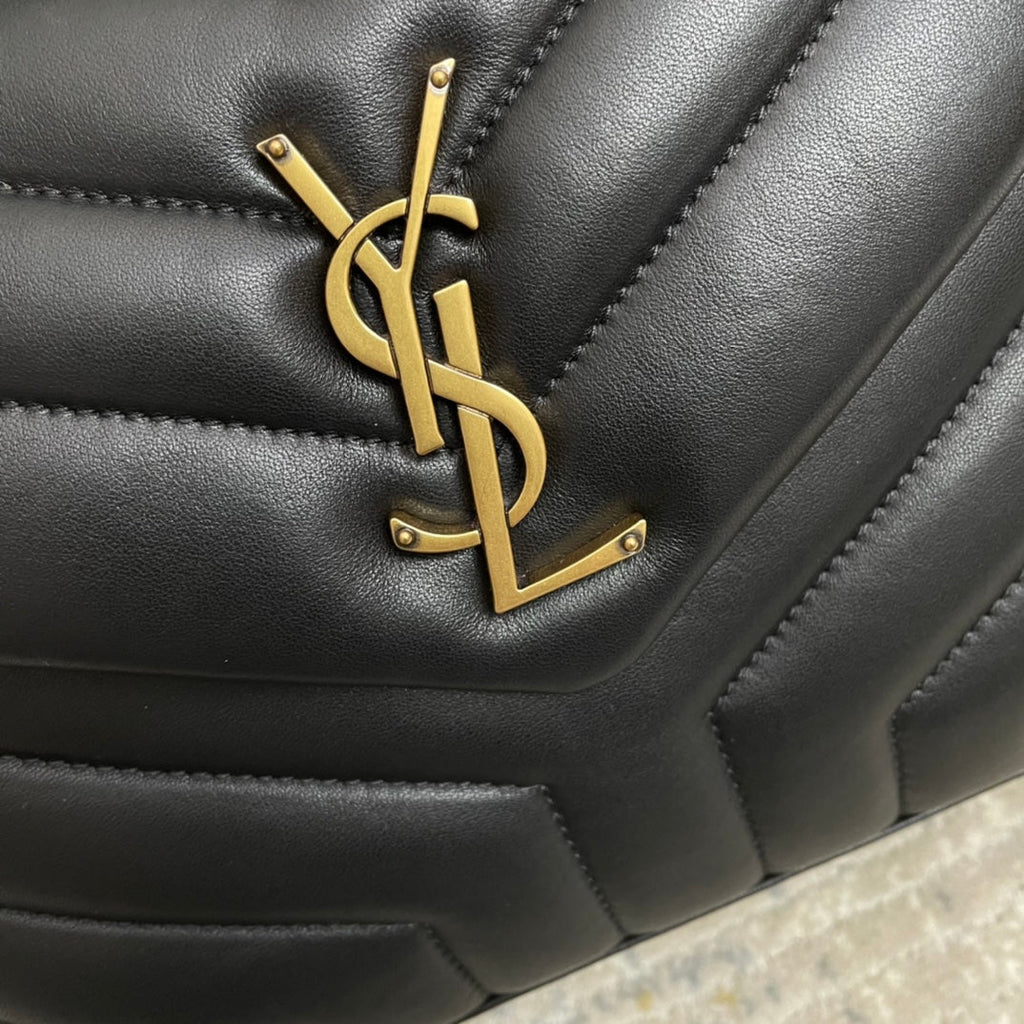 Saint Laurent Loulou Small 25 in Black Lambskin Gold Hardware Bag