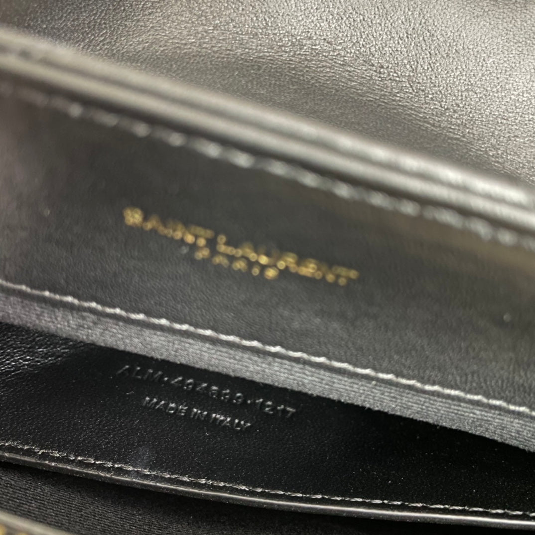 Saint Laurent Loulou Small 25 in Black Lambskin Gold Hardware Bag