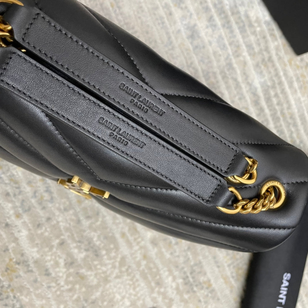 Saint Laurent Loulou Small 25 in Black Lambskin Gold Hardware Bag