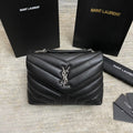Saint Laurent Loulou Small 25 in Black Lambskin Silver Hardware Bag