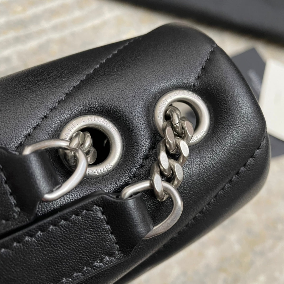 Saint Laurent Loulou Small 25 in Black Lambskin Silver Hardware Bag