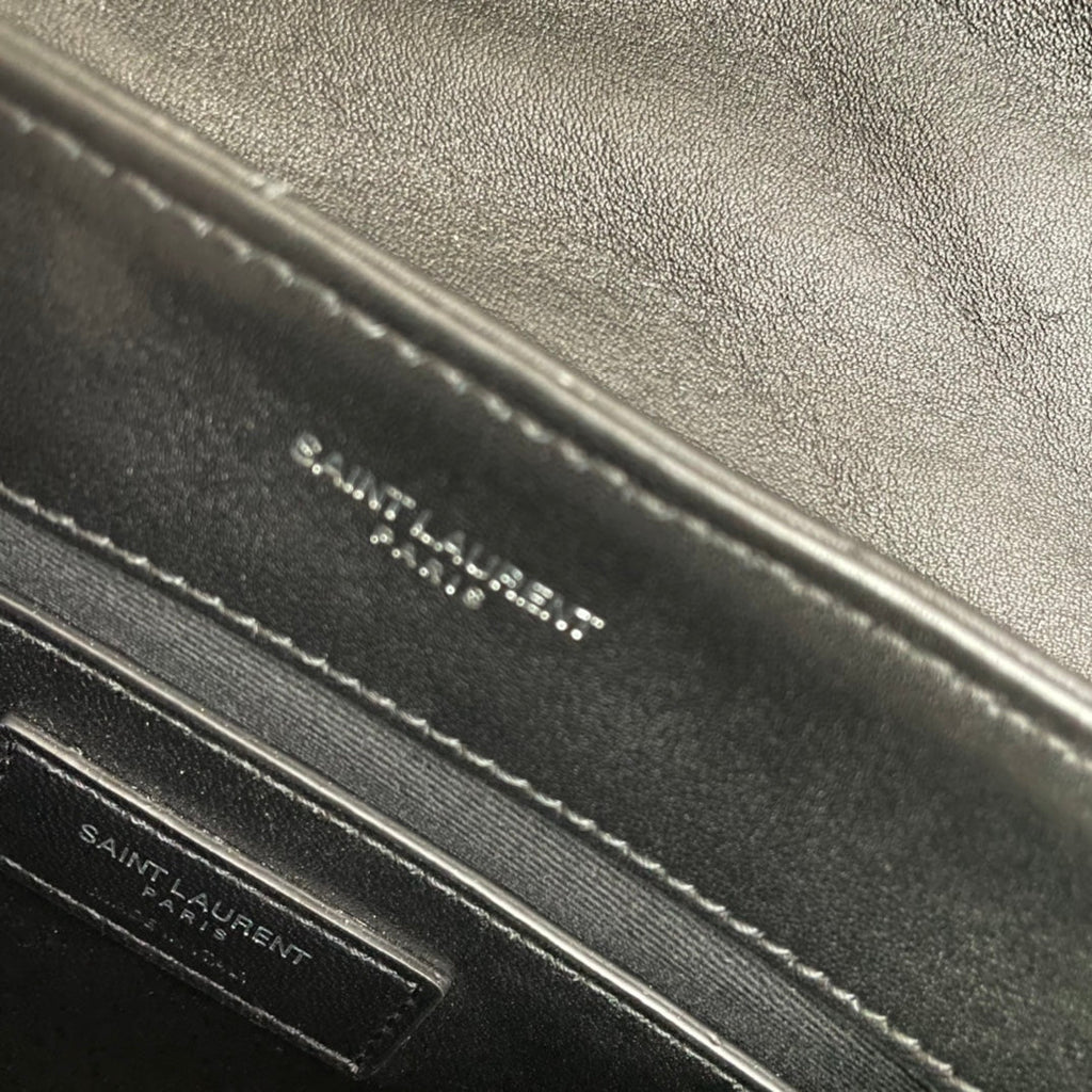 Saint Laurent Loulou Small 25 in Black Lambskin Silver Hardware Bag