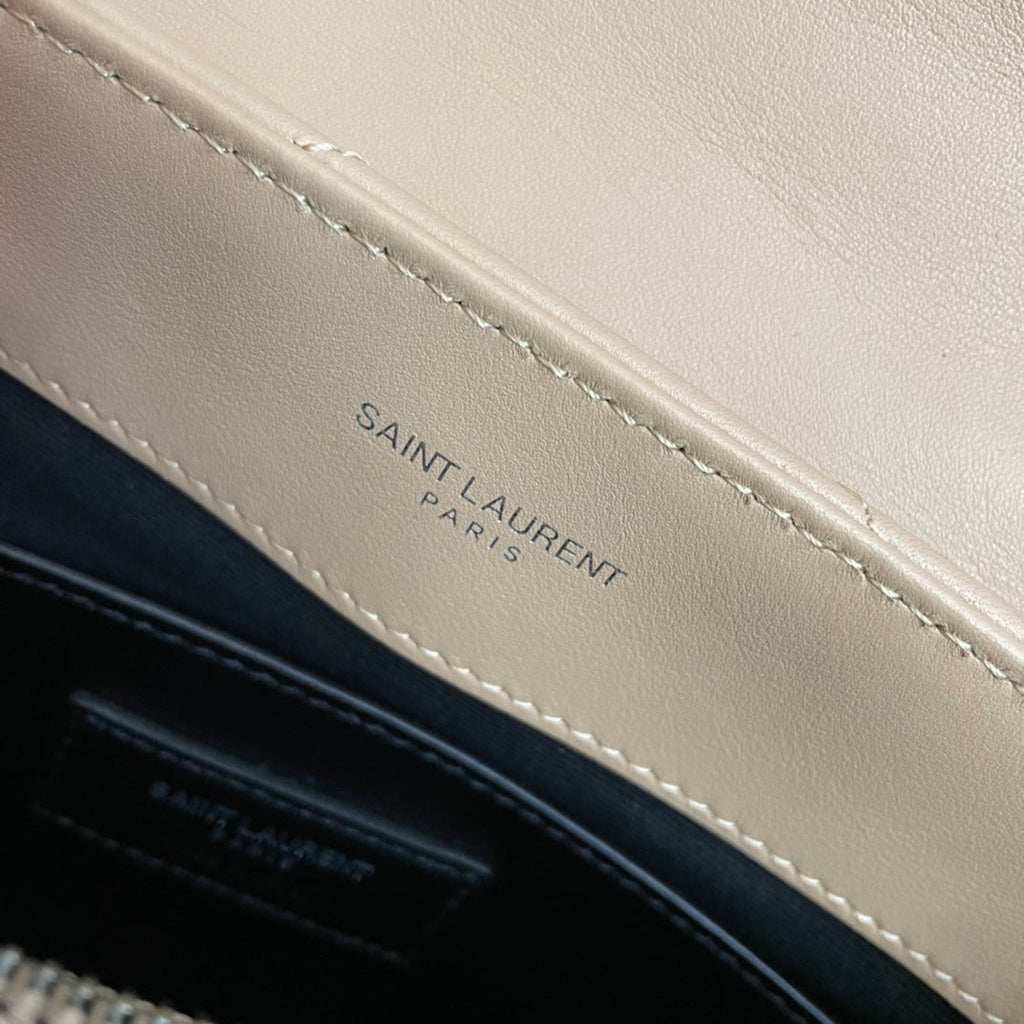 Saint Laurent Loulou Small 25 in Beige Lambskin Silver Hardware Bag