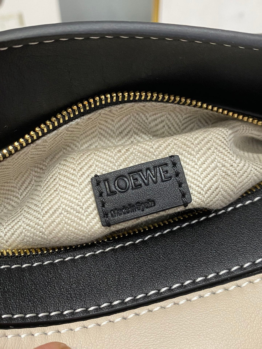 Loewe Mini 18 Puzzle Bag in Brown Mix Beige and Black Calfskin