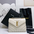Saint Laurent Loulou Small 25 in White Lambskin Gold Hardware Bag