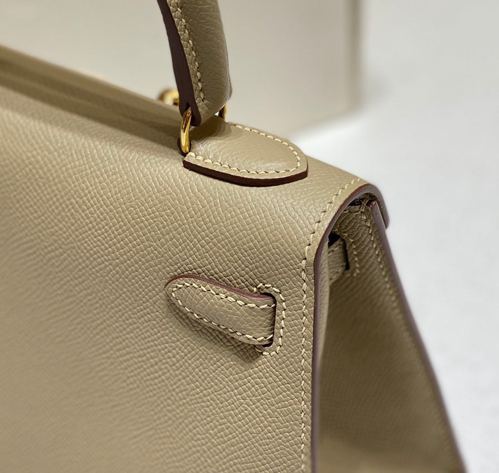 Hermes Kelly Mini 20 Bag in Tan Brown Calfskin with Gold Hardware