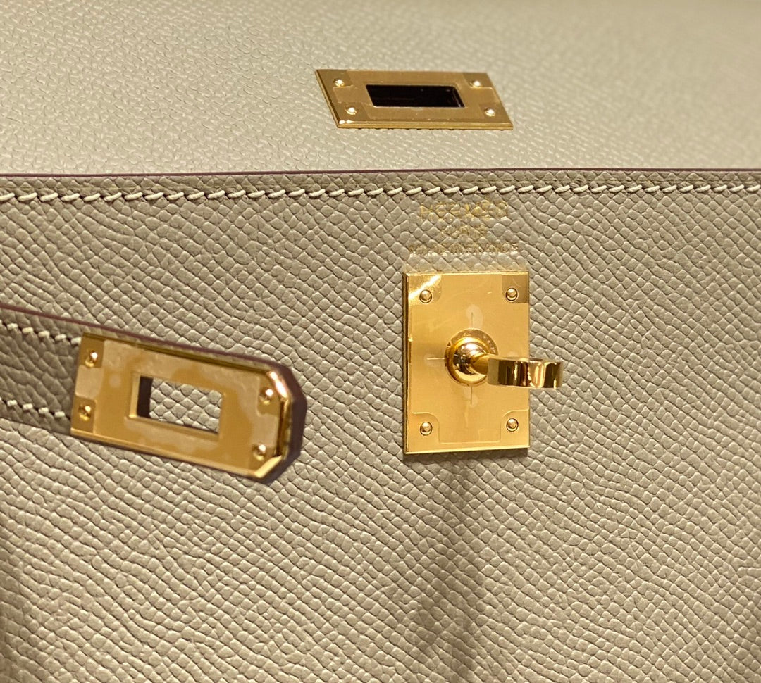 Hermes Kelly Mini 20 Bag in Tan Brown Calfskin with Gold Hardware