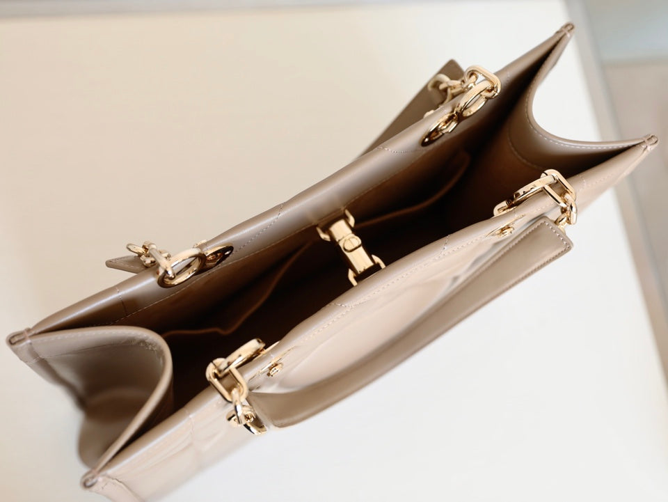 Dior Large Tote Book 36 Bag in Beige Cream Calfskin