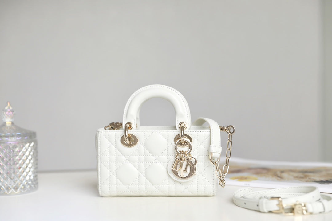 Dior Lady D-Joy Micro 16 in White Lambskin Bag