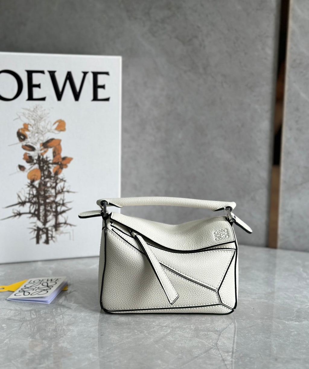 Loewe Mini 18 Puzzle Bag in White Calfskin