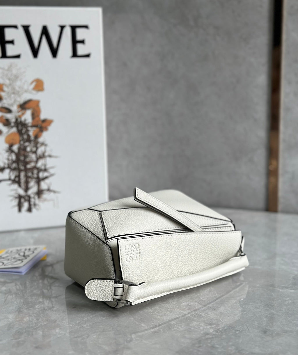 Loewe Mini 18 Puzzle Bag in White Calfskin