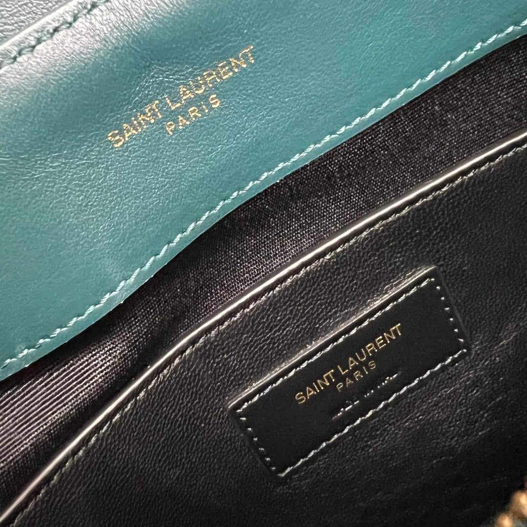 Saint Laurent Loulou Small 25 in Deep Jungle Green Lambskin Gold Hardware Bag