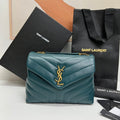 Saint Laurent Loulou Small 25 in Deep Jungle Green Lambskin Gold Hardware Bag