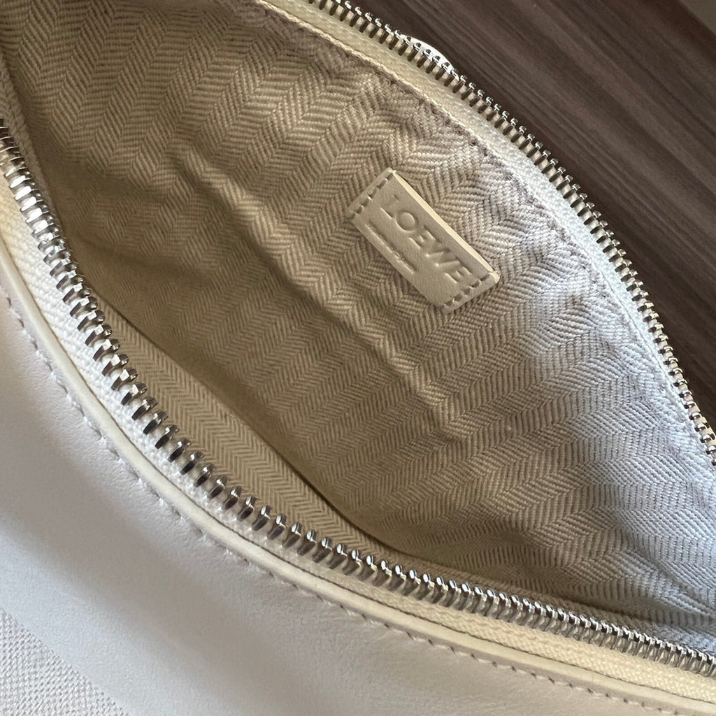 Loewe Luna Hobo 28 Bag in White Calfskin