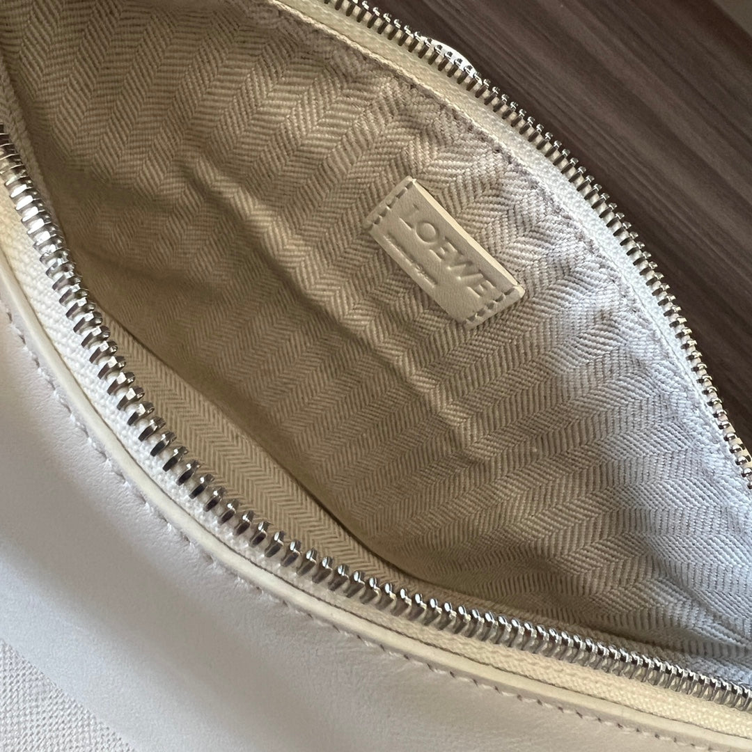 Loewe Luna Hobo 28 Bag in White Calfskin