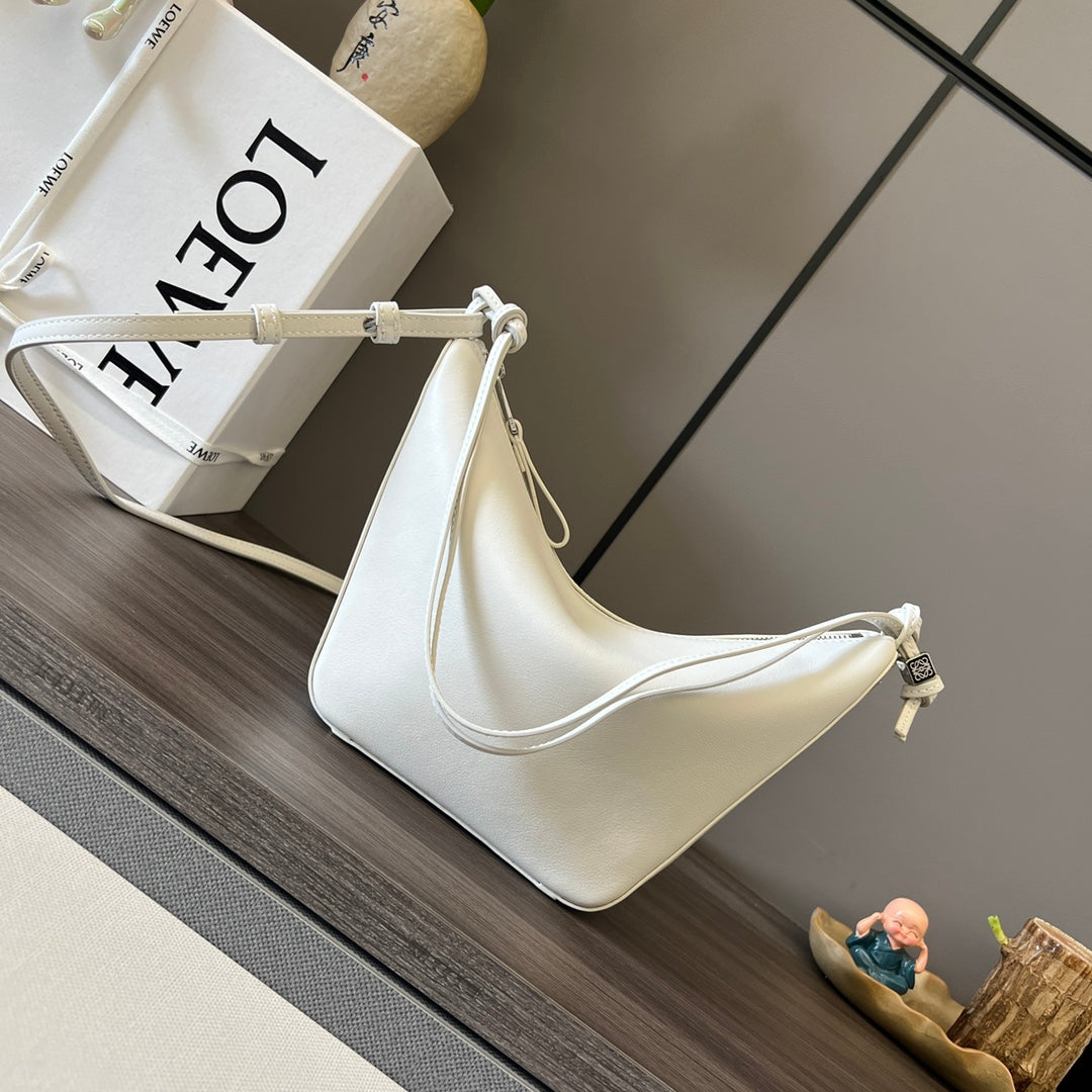 Loewe Luna Hobo 28 Bag in White Calfskin