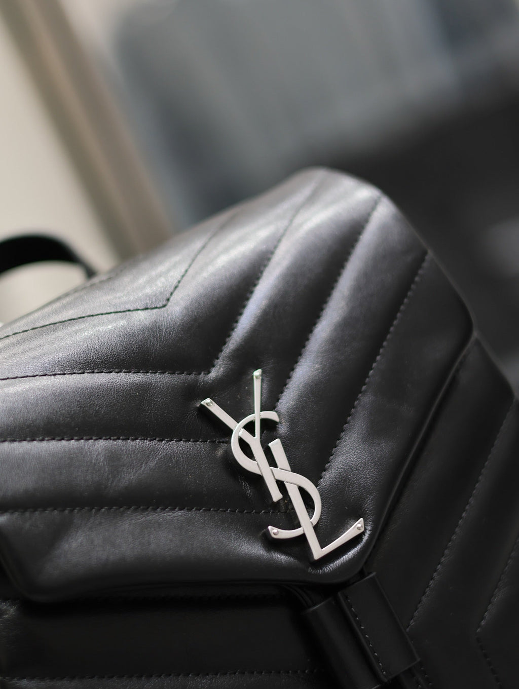 Saint Laurent Lou Backpack 26 in Black Quilted Calfskin Silver Hardware