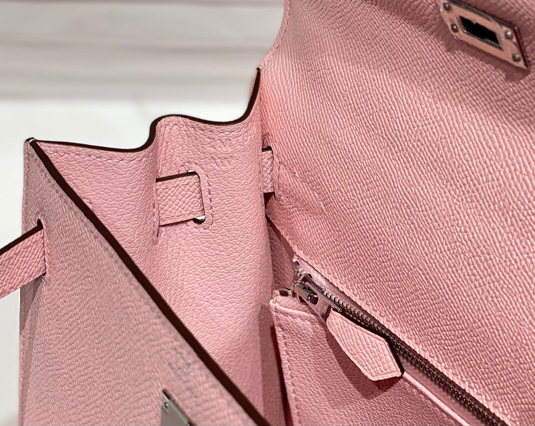 Hermes Kelly 25cm in Rose Sakura Swift Calfskin Silver Hardware Bag