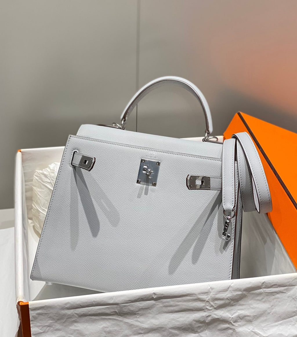 Hermes Kelly 28cm in Gris Perle Epsom Calfskin Palladium Hardware Bag