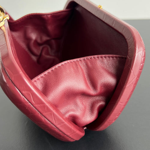 Bottega Veneta Knot 19 in Burgundy Red Crocodile Pattern Calfskin Bag