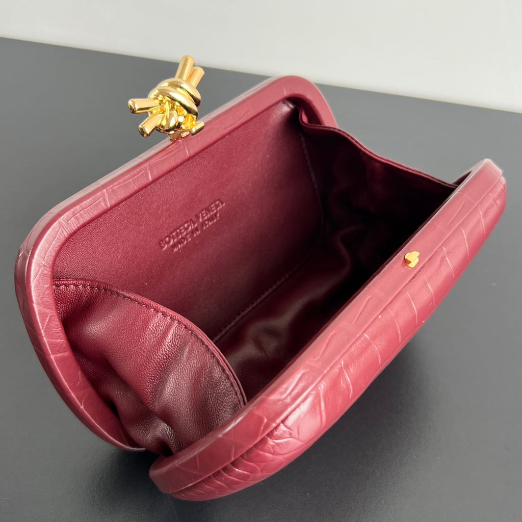 Bottega Veneta Knot 19 in Burgundy Red Crocodile Pattern Calfskin Bag