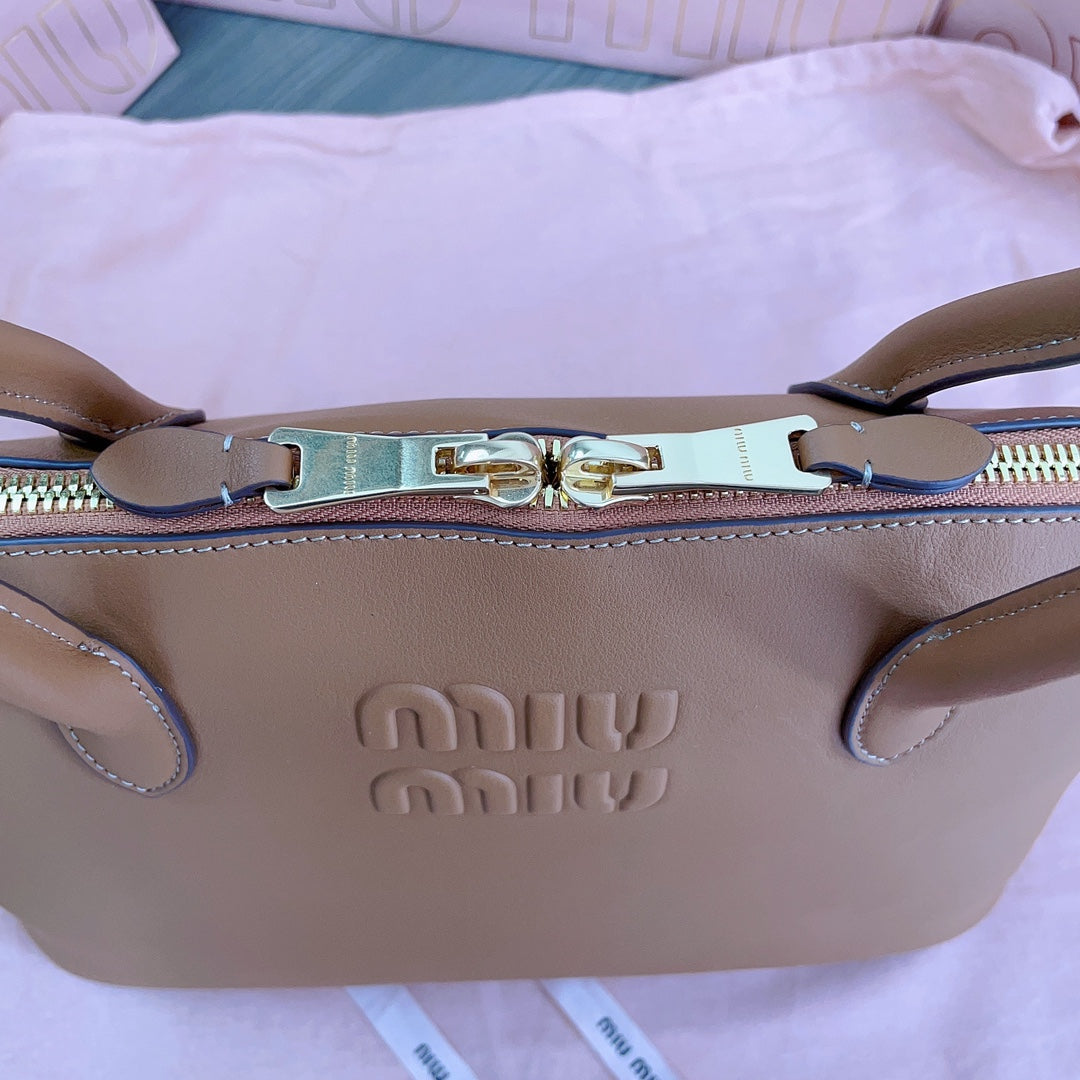 Large Shell Bag 38 in Bronze Brown Calfskin