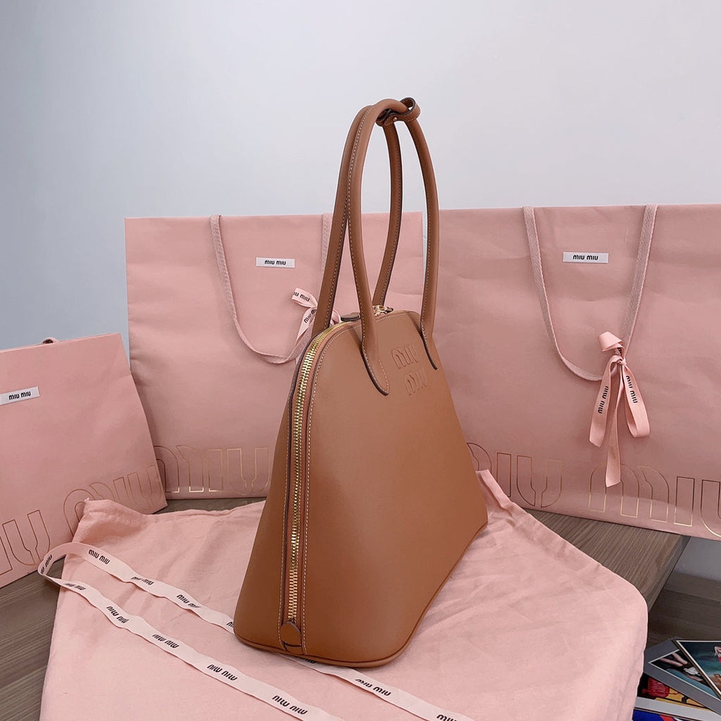 Large Shell Bag 38 in Bronze Brown Calfskin