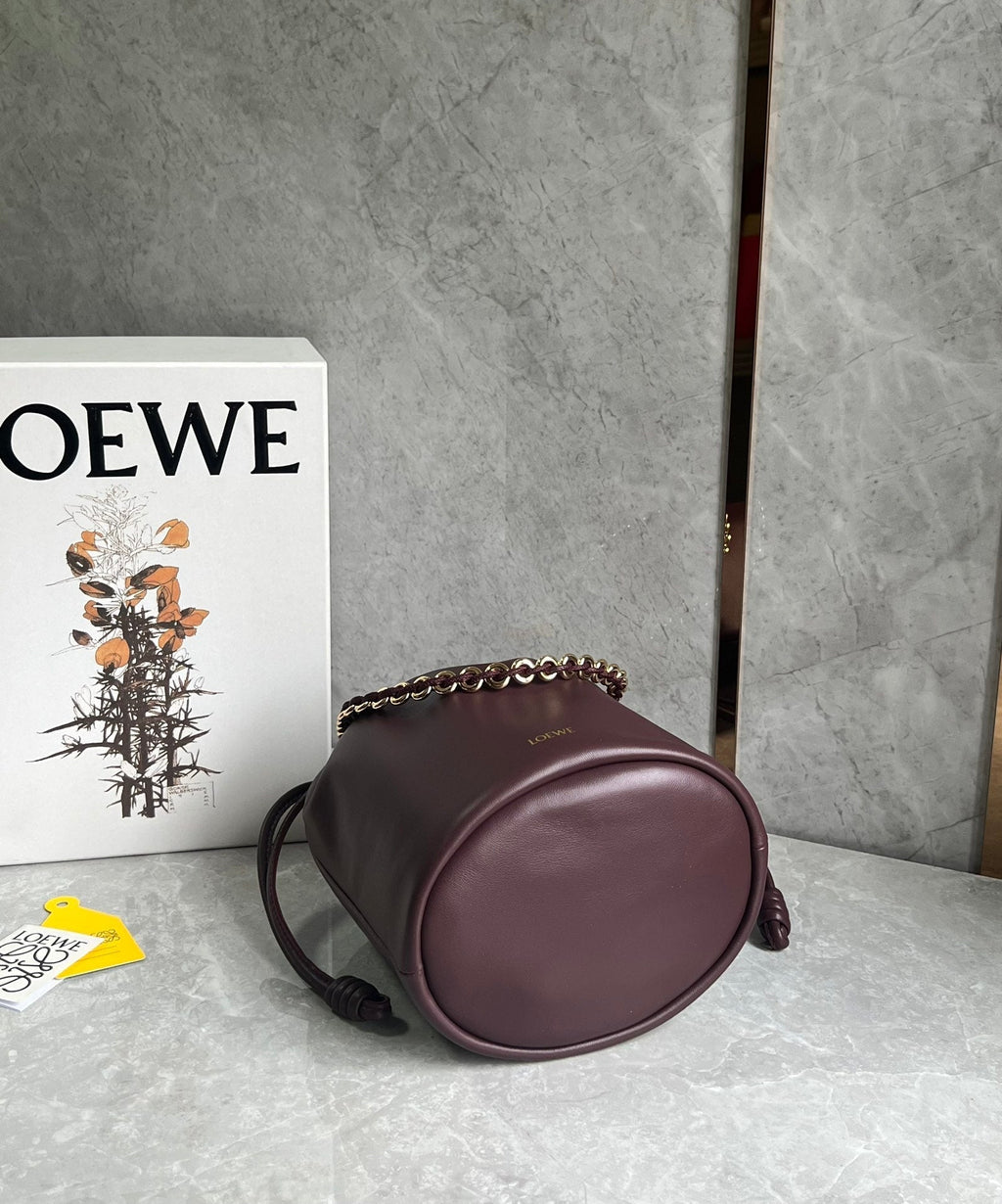 Loewe 32 Flamenco Purse Bucket in Dark Burgundy Mellow Nappa Lambskin