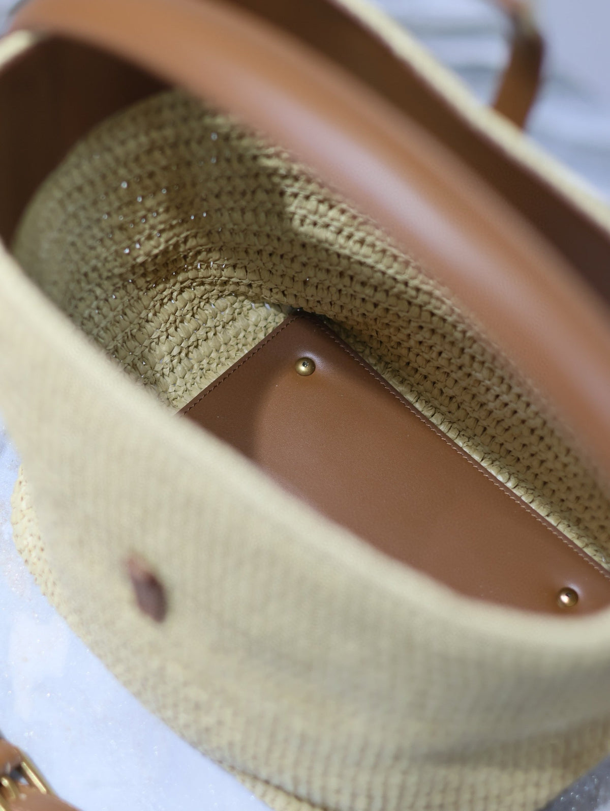 Saint Laurent Le 37 de Rafia Trenzada Y Piel de Curtido Vegetal Bag