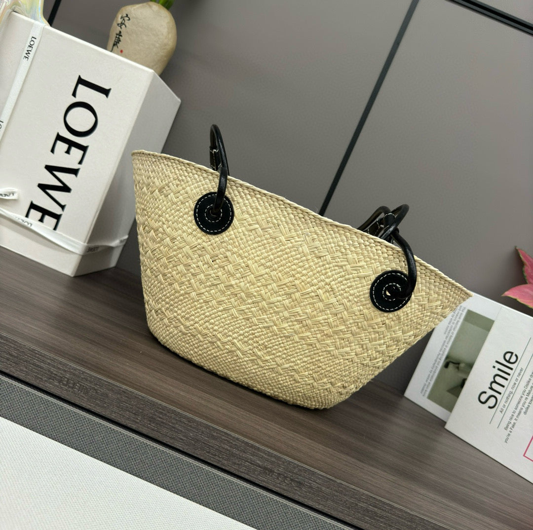 Loewe Anagram Basket Raffia Black Bag