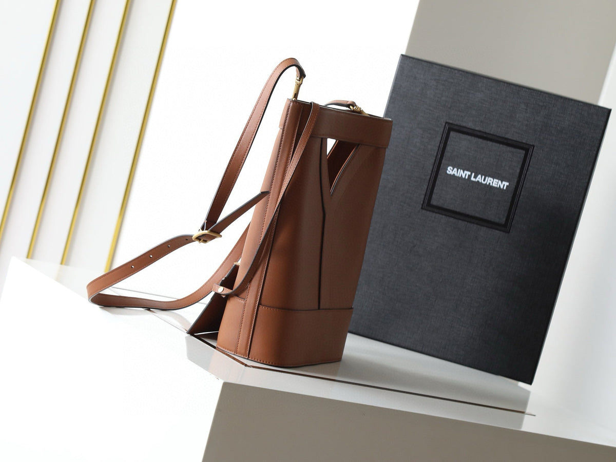 Saint Laurent Y Bucket Bag 30 in Brown Calfskin