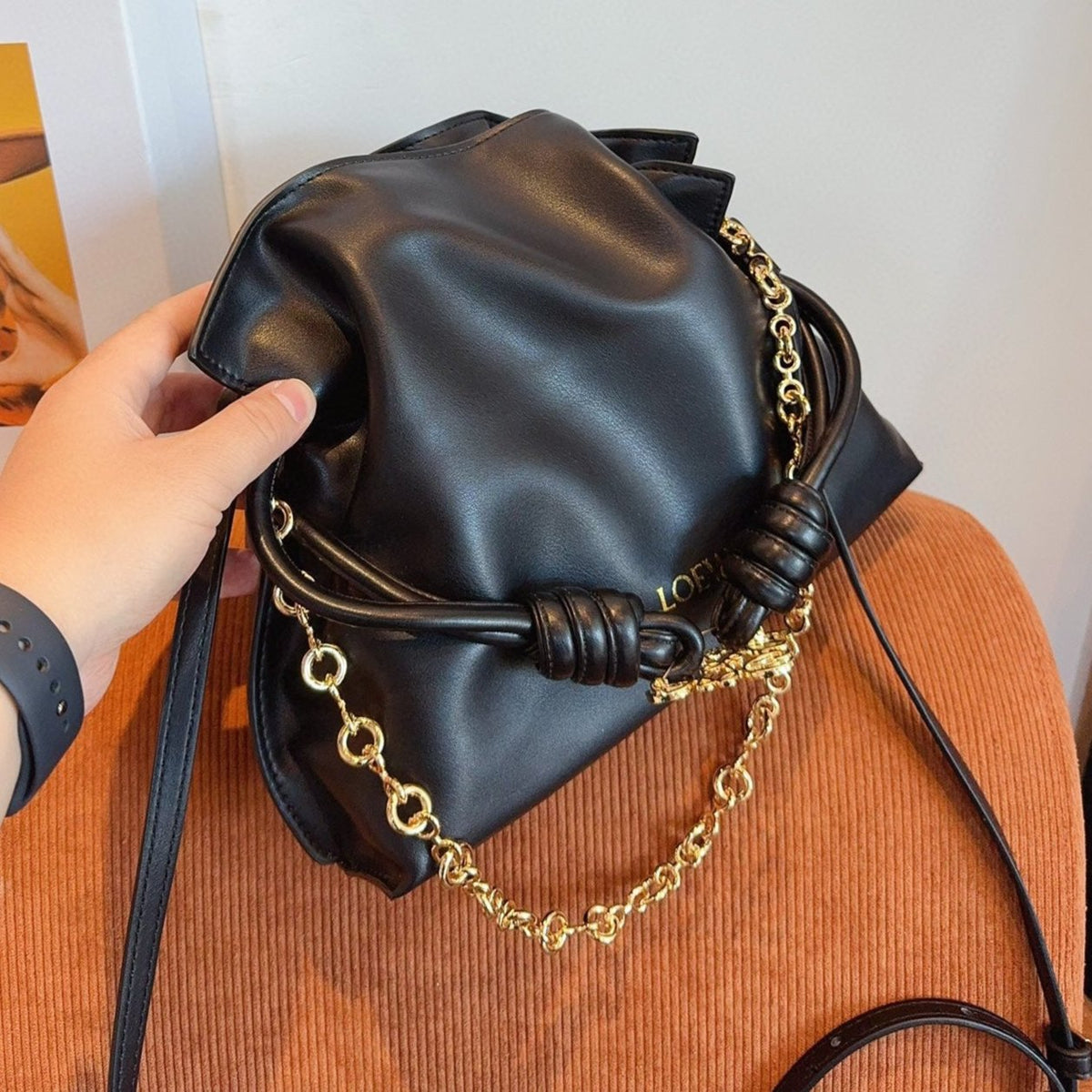 Loewe 29 Flamenco Clutch in Black Nappa Calfskin