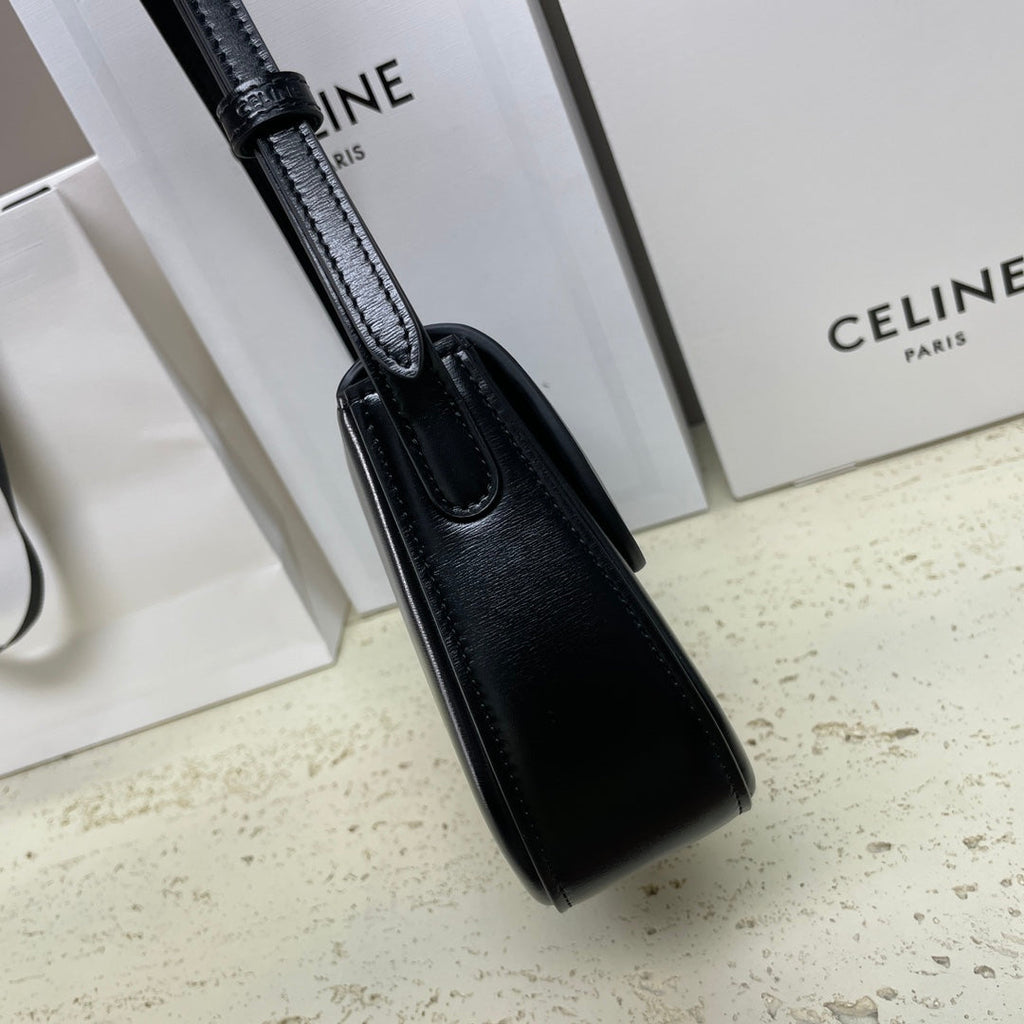 Celine Lola Baguette Bag 28 in Black Shinny Calfskin