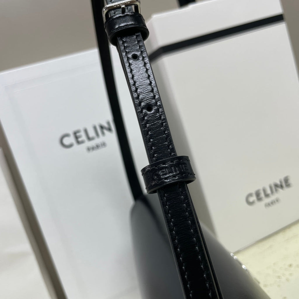 Celine Lola Baguette Bag 28 in Black Shinny Calfskin