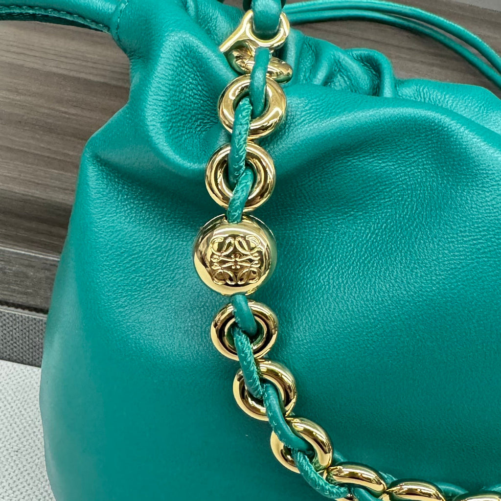 Loewe 23 Flamenco Purse Bucket in Teal Green Lambskin