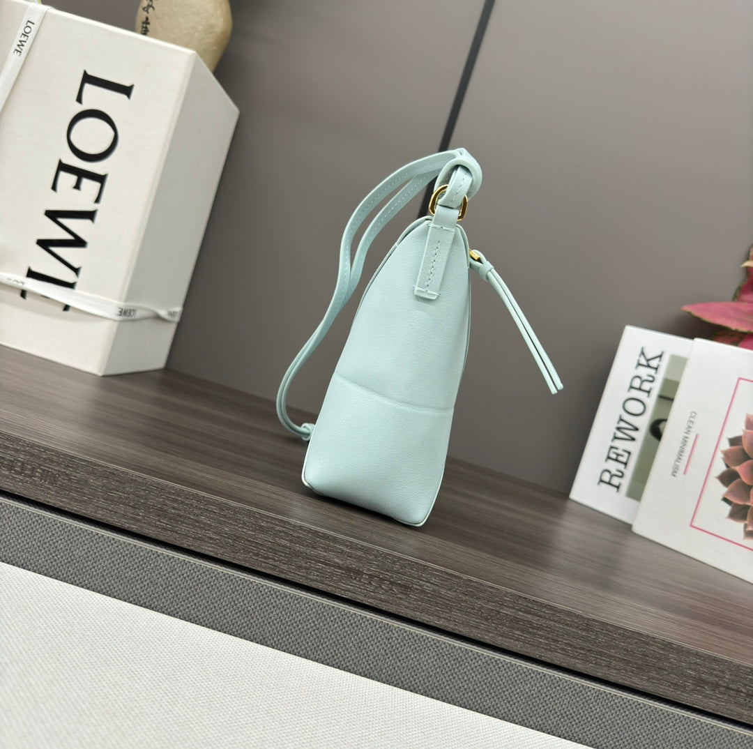 Loewe Mini 23 Fuzzle Fold Pouch in Light Blue Calfskin