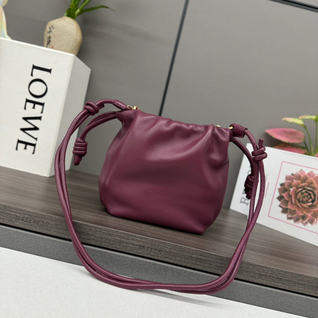 Loewe 23 Flamenco Purse Bucket in Plum Purple Lambskin