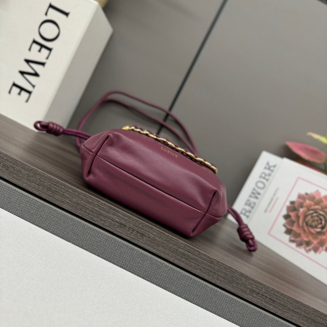Loewe 23 Flamenco Purse Bucket in Plum Purple Lambskin