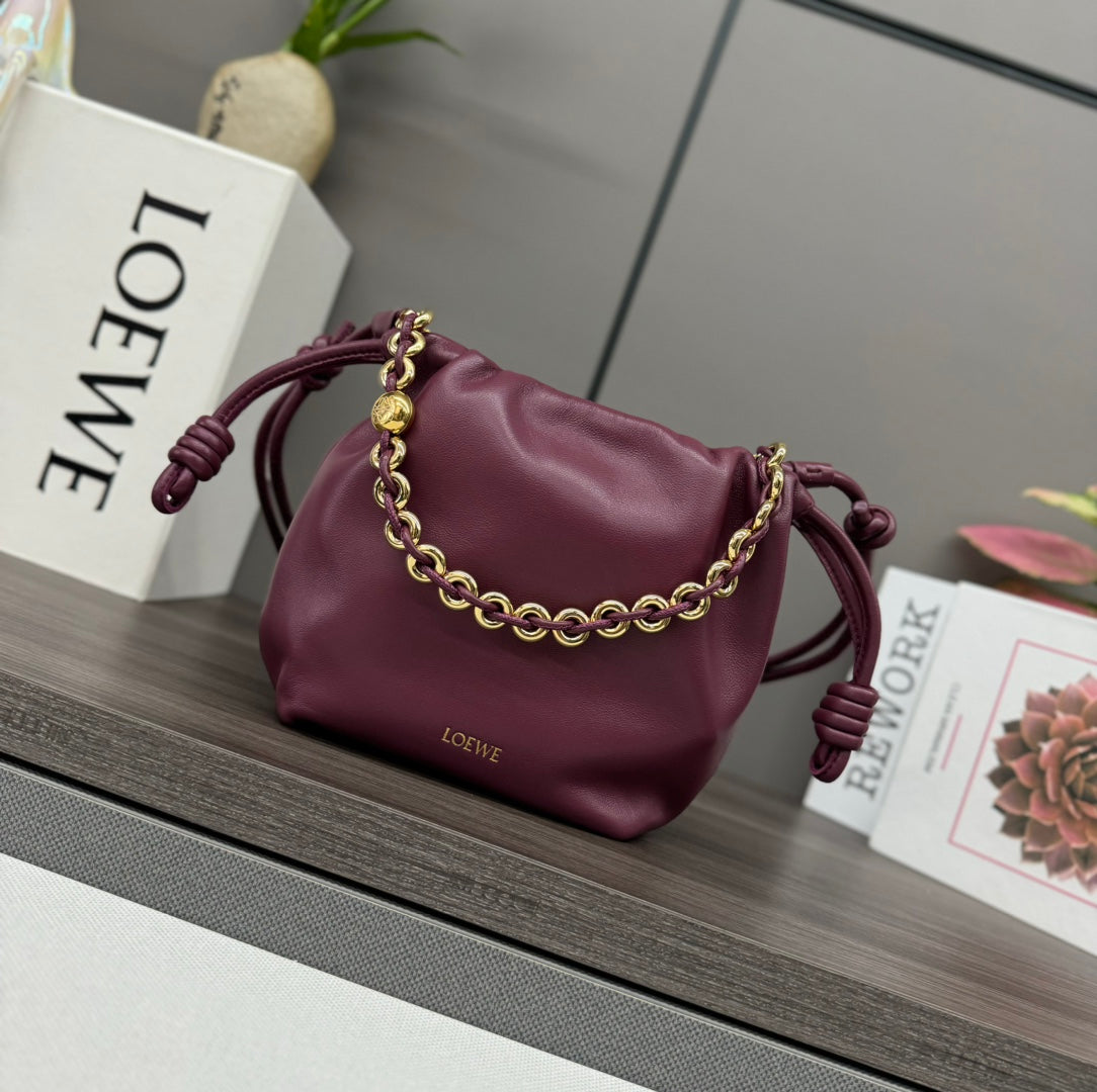 Loewe 23 Flamenco Purse Bucket in Plum Purple Lambskin