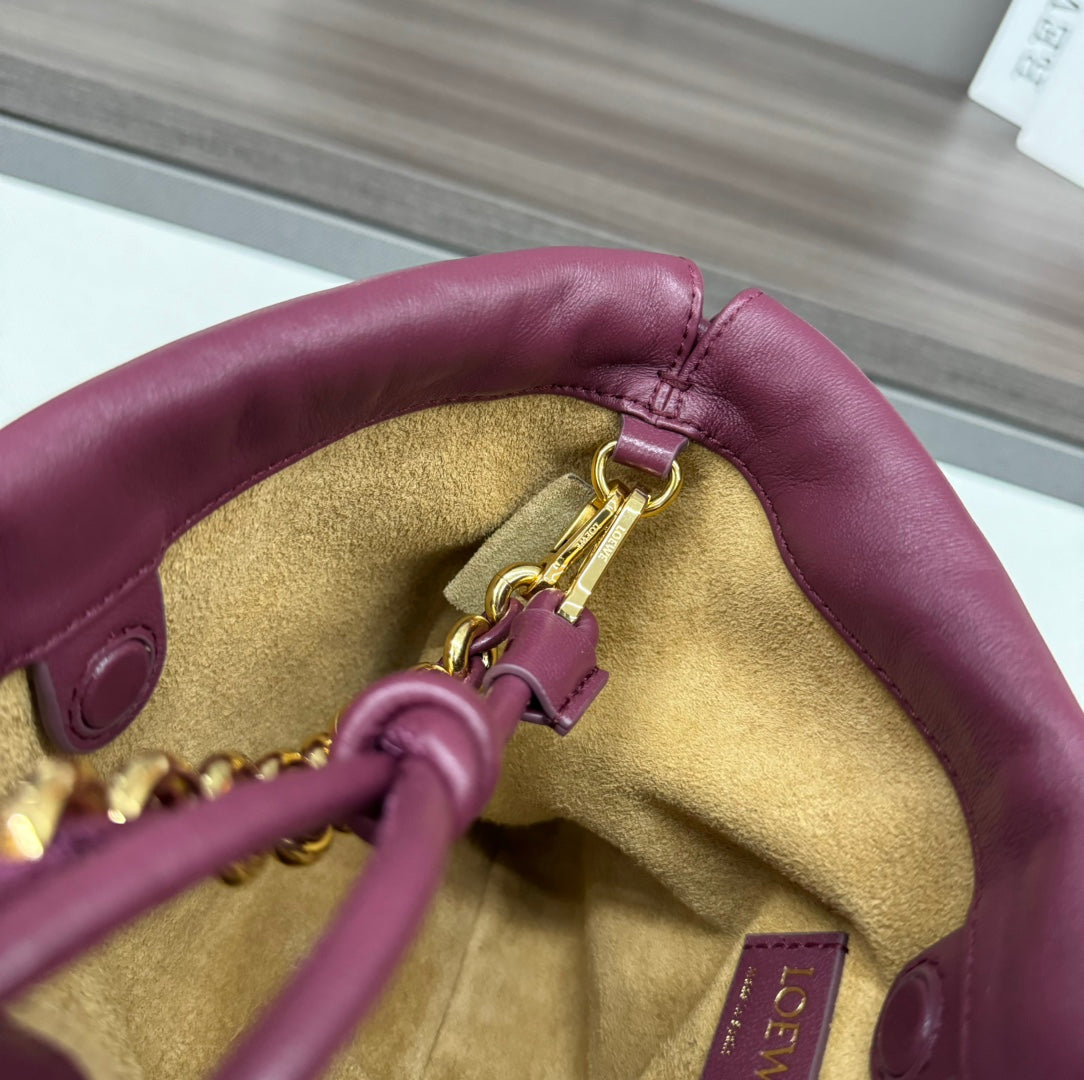 Loewe 23 Flamenco Purse Bucket in Plum Purple Lambskin