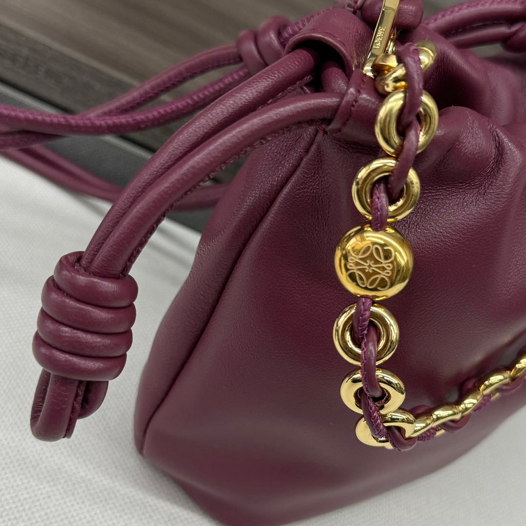 Loewe 23 Flamenco Purse Bucket in Plum Purple Lambskin