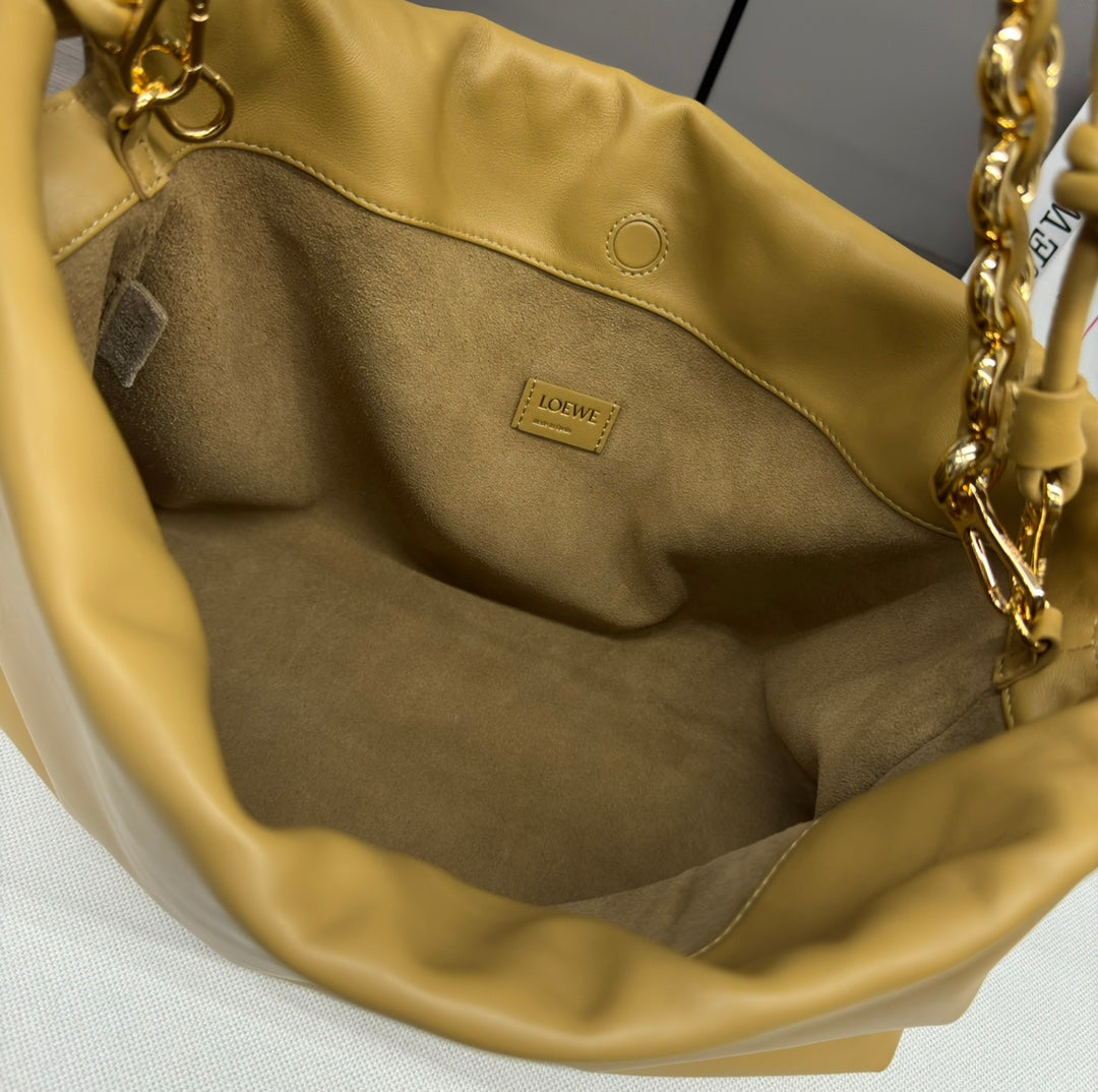 Loewe Large 41 Flamenco Purse Bucket in Dijon Yellow Lambskin Gold Hardware